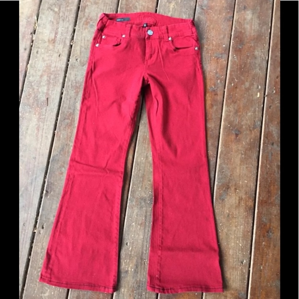 KUT Women’s Red flare jeans denim 4